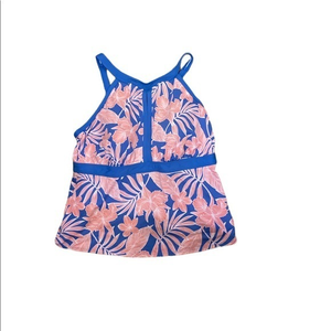 Lands’ End Women’s Tankini Top‎ Molded Cups Blue Coral Floral Size 22W DDD